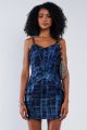 Printed Disco Mini Dress- Blue